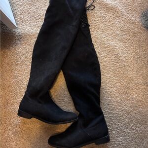 Black Over-the-Knee Flat Boots